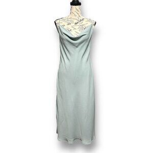Show Me Your MuMu M Verona Cowl Dress Silver Sage Satin Midi Slip Crisscross NWT